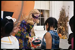 Tricia Nixon Greeting Halloween Guests