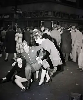Down Prints: Trio Fall To Ground Ve Day Celebration
