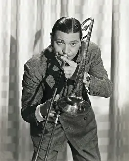 Trombonist Jack Teagarden Playing Instrument