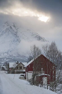 Tromso local building in winter landscape