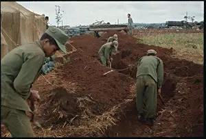 Troops Digging Trenches at Camp