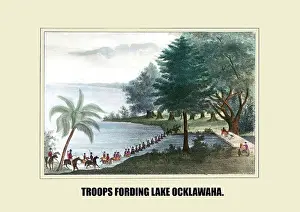 Native American Prints: Troops fording Lake Ocklawaha