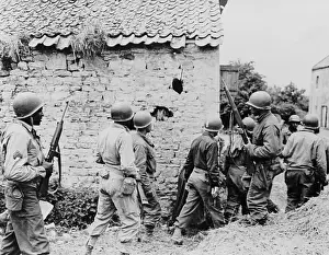 Land Battle Prints: Troops at French House in World War II