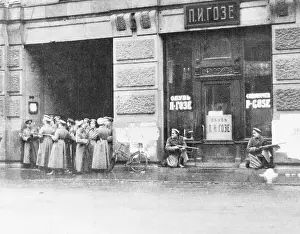 Soviet Prints: Troops Guarding Building