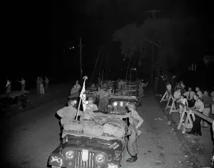 Little Rock Prints: Troops Guarding Students at School