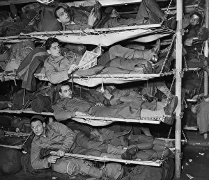 Bunkbed Prints: Troops Lying in Bunks Aboard Transport Ship