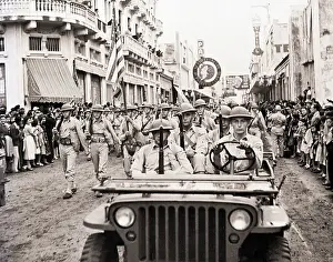 Jeep Prints: US Troops March in Guatemala's Independence Parade 1942