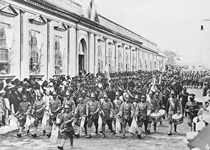 Troops March in Parade by Palace