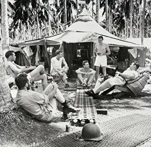Guadalcanal Prints: Troops Outside Of Their Tent