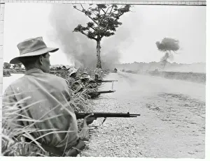 Hanoi Prints: Troops in Position with Rifles