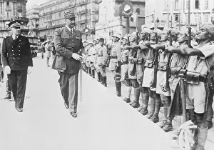 Troops Standing in Formation for Review from General
