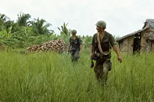 Saigon Prints: Troops Walking in Field
