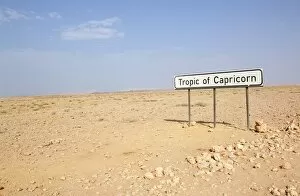 Namibia Collection: Tropic Of Capricorn Sign in Desert
