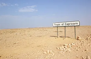 Namibia Collection: Tropic Of Capricorn Sign in Desert