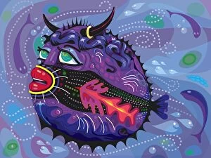 Hawaii Islands Gallery: Tropical Blowfish Illustration with Humor