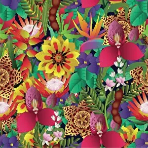 Images Dated 25th August 2019: tropical flower seamless pattern
