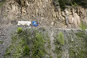 Mountain Road Collection: Truck on Road to Mestia of Svaneti region in Georgia