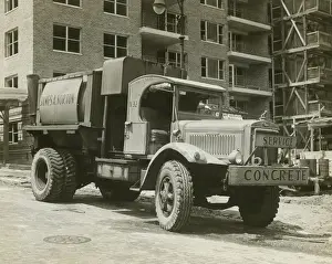 Truck Prints: Truck transporting concrete parked at construction site