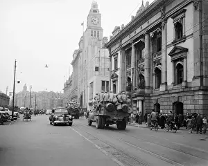 Nationalist Prints: Truckloads Of Troops On City Street