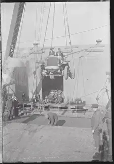 Brooklyn Prints: Trucks Being Loaded Aboard Ship