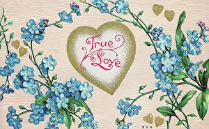 Loyalty Prints: True Love Postcard with Flowers and a Heart Motif