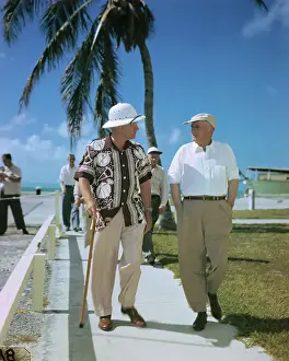 Charles G Prints: Truman and Aides Going for a Walk