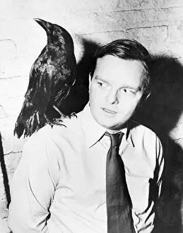 Crow Prints: Truman Capote with Crow on Shoulder