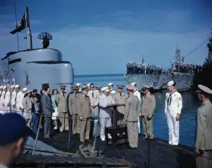 Leahy Prints: Truman and Navy Men at Citation Ceremonies