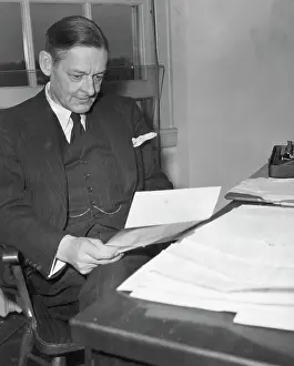 Ts Eliot At Desk Inspecting Manuscripts