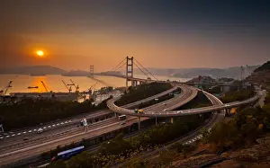 Tsingma bridge with sunset