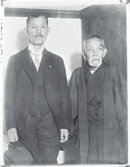Inukai Tsuyoshi Prints: Tsuyoshi Inukai and Baron Riejiro Wakatsuki Posing