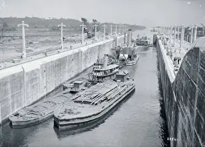 Tugboat Prints: Tugboats and Barges in the Panama Canal's Miraflores Locks
