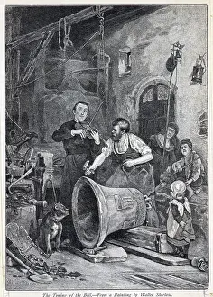 Hammer Prints: Tuning Bell; Man Playing Violin In Shop