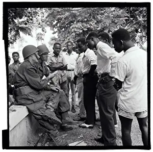 Tunisian Troops Chat With Men in the Congo
