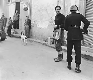 Nicosia Prints: Turkish Policeman Approaching Pedestrian on Street
