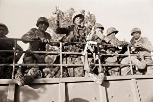 Turkish Troops on Truck Giving Peace Sign