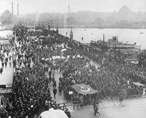Istanbul Prints: Turks Marching in an anti Greek Demonstration