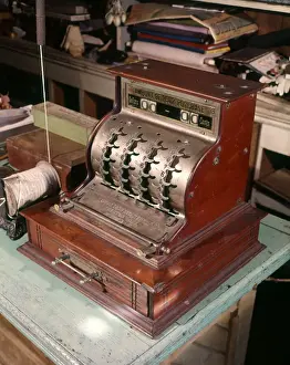 Stores Prints: Turn Century Cash Register, Old Store Counter, Str