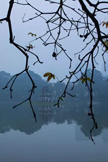 Images Dated 19th January 2017: Turtle Tower with winter tree in Hoan Kiem Lake, Center Hanoi, Winter, Morning, Vietnam