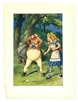 Little Girls Prints: tweedledum and Alice illustration, (Alices Adventures in Wonderland)