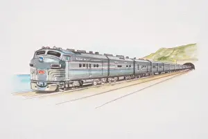 Twentieth Century Ltd, American passenger train emerging from tunnel