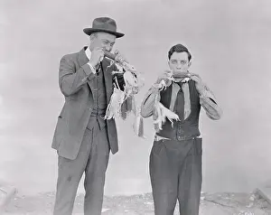 Corn Prints: Ty Cobb and Buster Keaton Eating Corn on the Cob