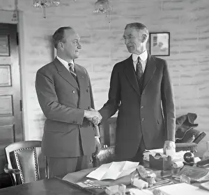Ty Cobb Baseball Prints: Ty Cobb & Connie Mack Shaking Hands 1927