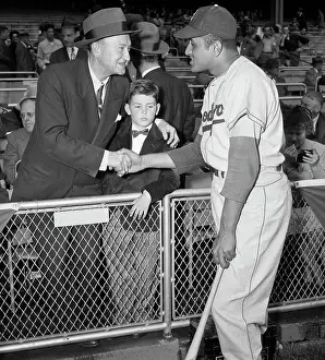 Retiree Prints: Ty Cobb And Don Newcombe Shaking Hands