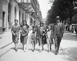Sightseeing Prints: Ty Cobb & Family Walking On Sidewalk