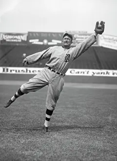 Ty Cobb Baseball Prints: Ty Cobb Fielding, Jumping For A Ball