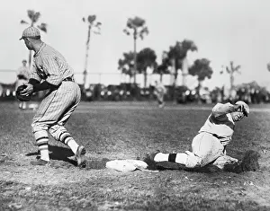 Sliding Prints: Ty Cobb Slides Back To First 1928
