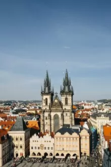 Prague Gallery: Tyn Church and Old Town Square seen from above, Prague, Czech Republic