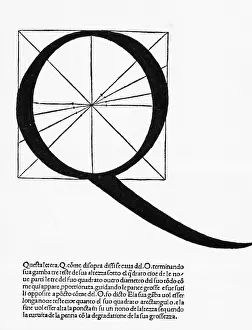 Italian Text Prints: Type Page Featuring The Letter Q