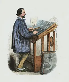 Typesetter Using Composing Stick